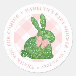 Preppy Easter Bunny Pink Bow Baby Showdusche Danke Runder Aufkleber