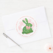 Preppy Easter Bunny Pink Bow Baby Showdusche Danke Runder Aufkleber (Umschlag)