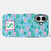 Preppy Elephant Monogram Tropical Case-Mate iPhone Hülle (Rückseite (Horizontal))