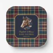 Preppy Equestrian Foal Floral Baby Dusche Pappteller (Vorderseite)