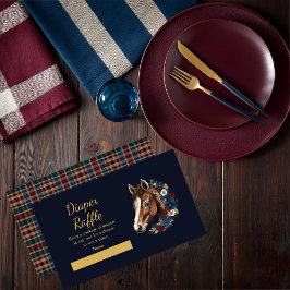 Preppy Equestrian Foal Floral Blue Diaper Raffel Begleitkarte