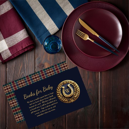 Preppy Equestrian Horseshoe Blue Books for Baby Begleitkarte