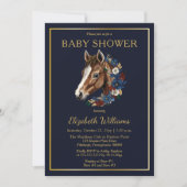 Preppy Equestrier Foal Floral | Karierte Babydusch Einladung (Vorderseite)