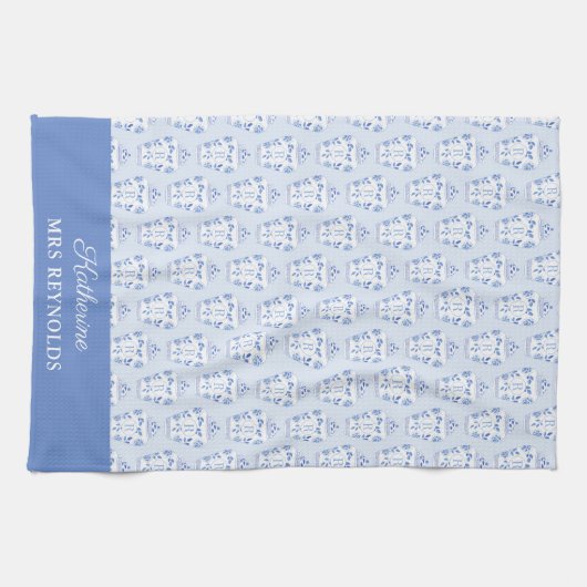 Preppy etwas Blue Monogram Geschirrtuch (Horizontal)
