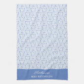 Preppy etwas Blue Monogram Geschirrtuch (Vertikal)