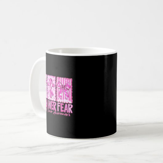 Preppy Faith Over Fear Breast Cancer Bow Warrior C Kaffeetasse (Vorderseite Links)