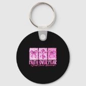 Preppy Faith Over Fear Breast Cancer Bow Warrior C Schlüsselanhänger (Vorderseite)