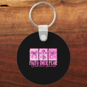 Preppy Faith Over Fear Breast Cancer Bow Warrior C Schlüsselanhänger (Vorderseite)