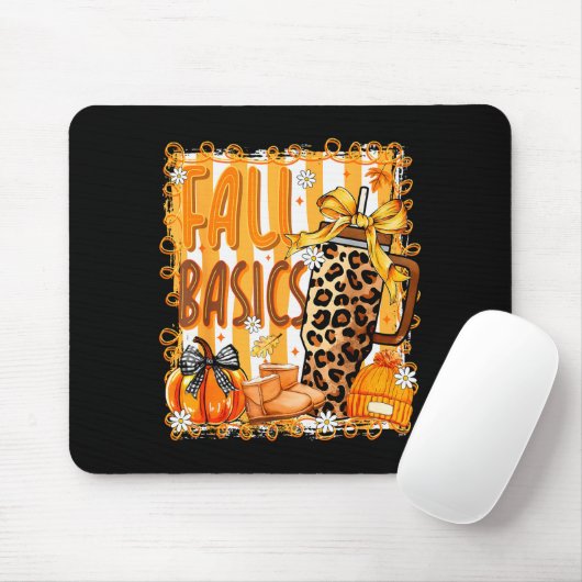 Preppy Fall Basics Coquette Bow Pumpkin Autumn Wom Mousepad (Mit Mouse)