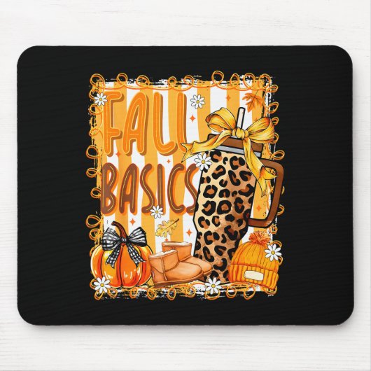 Preppy Fall Basics Coquette Bow Pumpkin Autumn Wom Mousepad (Vorne)