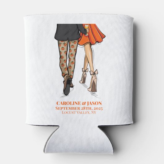 Preppy Fall Couple Pumpkin Pants Orange Dress Beer Dosenkühler (Rückseite)