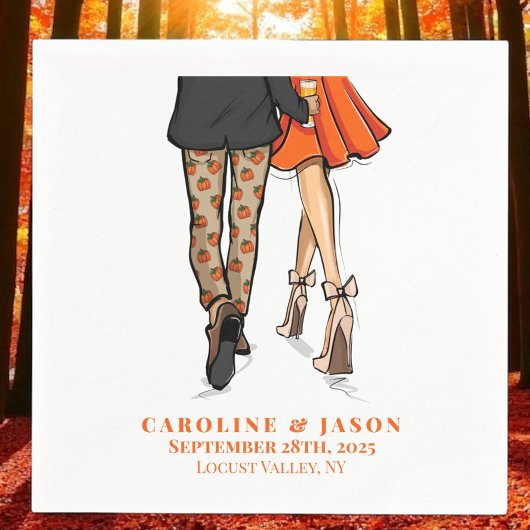 Preppy Fall Couple Shower Wedding Autumn Party  Serviette