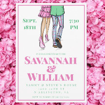 Preppy Fashion Illustration Engagement Party