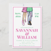 Preppy Fashion Illustration Engagement Party Einladung (Vorderseite)