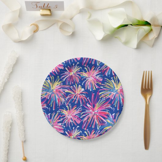 Preppy Fireworks 4. Juli Papierplatte Pappteller (Hochzeit)