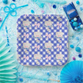 Preppy First Birthday Chinoiserie Ruffle Cake Bows Pappteller (Party)