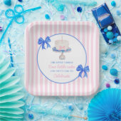 Preppy First Birthday Chinoiserie Ruffle Cake Bows Pappteller (Party)