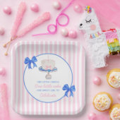 Preppy First Birthday Chinoiserie Ruffle Cake Bows Pappteller (Party)