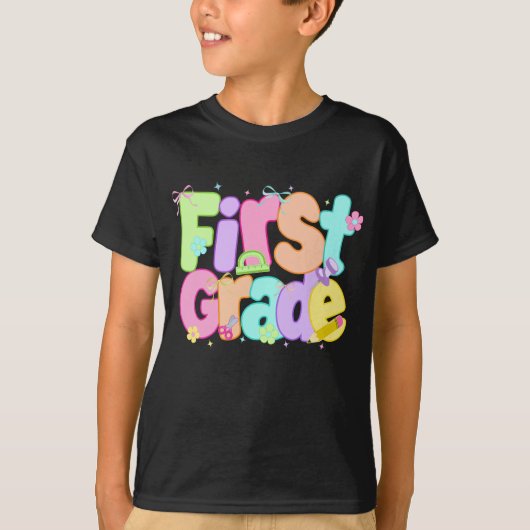 Preppy First Grade Back To School 1st Grade T-Shirt (Vorderseite)