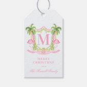 Preppy Flamingo Christmas Crest Geschenkanhänger (Vorderseite)