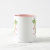 Preppy Flamingo Christmas Monogram Crest Tasse (Zentrum)