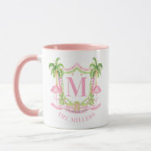Preppy Flamingo Christmas Monogram Crest Tasse (Links)