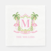 Preppy Flamingo Christmas Wappen Serviette (Vorderseite)