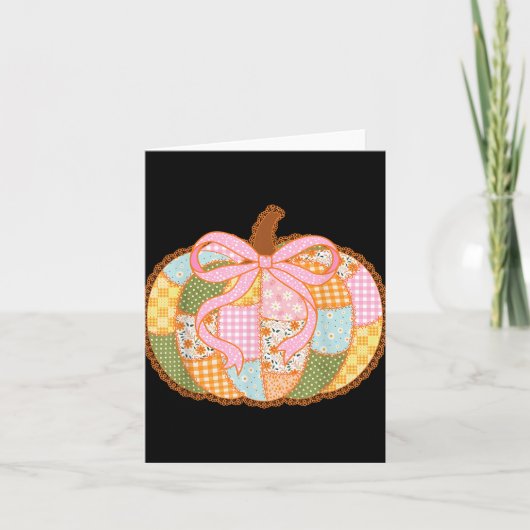 Preppy Floral Patchwork Pumpkin Coquette Lace Fall Karte (Vorderseite)