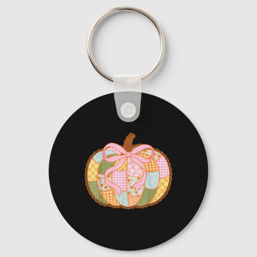 Preppy Floral Patchwork Pumpkin Coquette Lace Fall Schlüsselanhänger (Vorderseite)