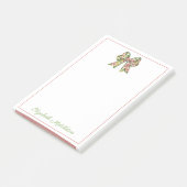 Preppy Floral Pink and Green Bow Personalized Post-it Klebezettel (angewinkelt)