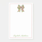Preppy Floral Pink and Green Bow Personalized Post-it Klebezettel (Vorderseite)