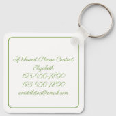 Preppy Floral Pink and Green Bow Personalized Schlüsselanhänger (Rückseite)