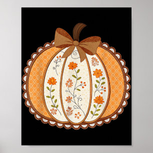 Preppy Floral Pumpkin Lace Trendy Shirt Coquette R Poster