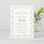 Preppy Floral Spring Summer Flowers Baby Shower Einladung (Stehend Vorderseite)