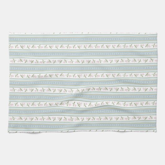 Preppy Floral Stripe Kitchen Towel Geschirrtuch (Horizontal)