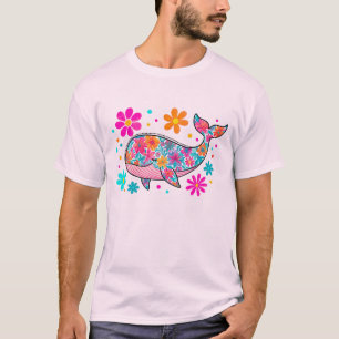 Preppy Floral Summer Whale T-Shirt