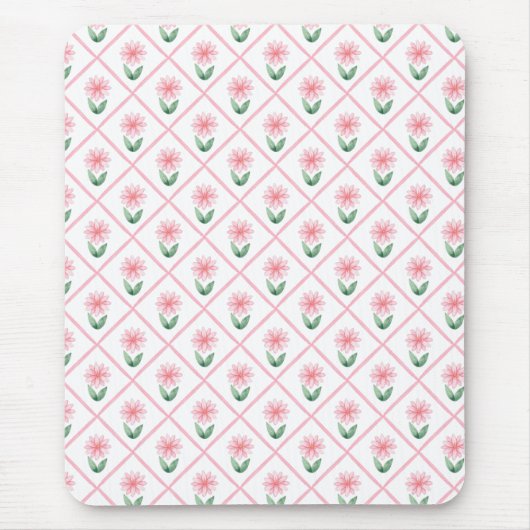 Preppy floral trellis grandmillenial mousepad (Vorne)
