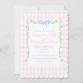 Preppy Floral Watercolor Bow Wedding Einladung (Vorderseite)