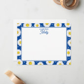 Preppy Floral Watercolor Daisies Navy Blue Yellow Mitteilungskarte (Vorderseite/Rückseite Beispiel)
