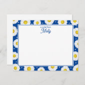 Preppy Floral Watercolor Daisies Navy Blue Yellow Mitteilungskarte (Vorne/Hinten)
