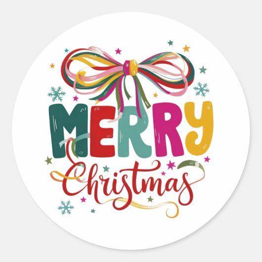 Preppy fröhlich Christmas Coquette Bow Xmas Runder Aufkleber (Vorderseite)