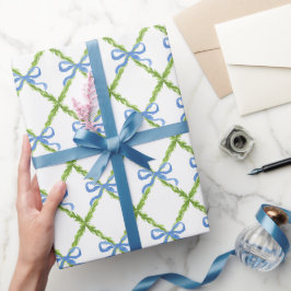Preppy Garden Trellis mit Blue Bows Geschenkpapier