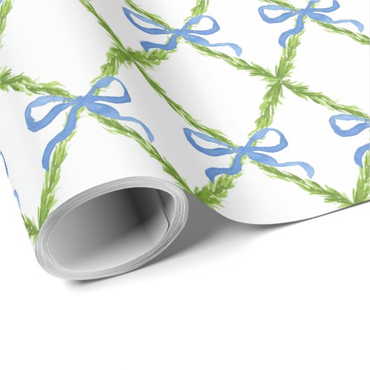 Preppy Garden Trellis mit Blue Bows Geschenkpapier (Rolleneckpunkt)