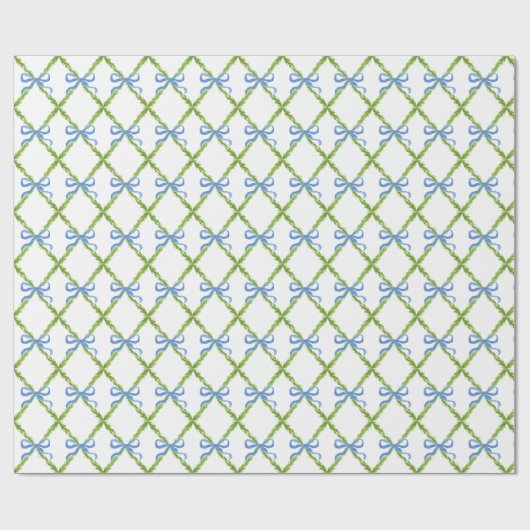 Preppy Garden Trellis mit Blue Bows Geschenkpapier (Flach)