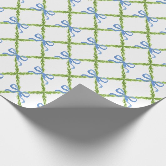 Preppy Garden Trellis mit Blue Bows Geschenkpapier (Ecke)