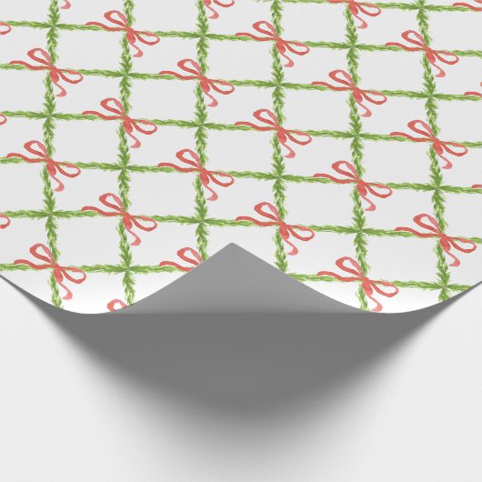 Preppy Garden Trellis mit rotem Bows Wrapping Pape Geschenkpapier (Ecke)