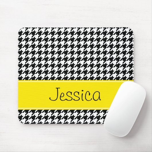 Preppy gelbes und schwarzes Hahnentrittmuster Mousepad (Mit Mouse)