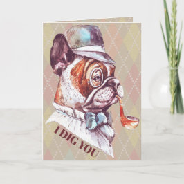 Preppy Gentleman Dog I Dig You Feiertagskarte