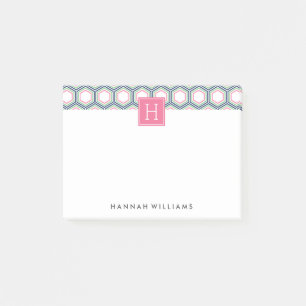 Preppy Geometric Pattern Monogram Post-it Klebezettel