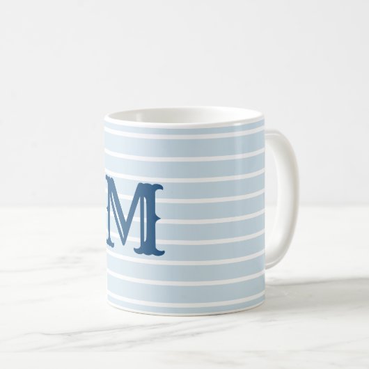 Preppy gestreifte Monogramm-Tasse Kaffeetasse (VorderseiteRechts)
